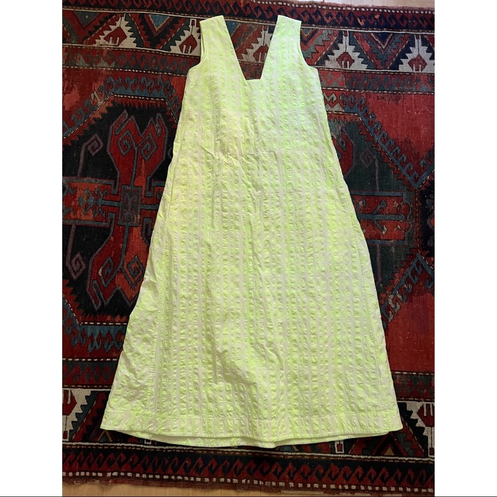 COS Lyocell-linen Long Seersucker Checked Dress